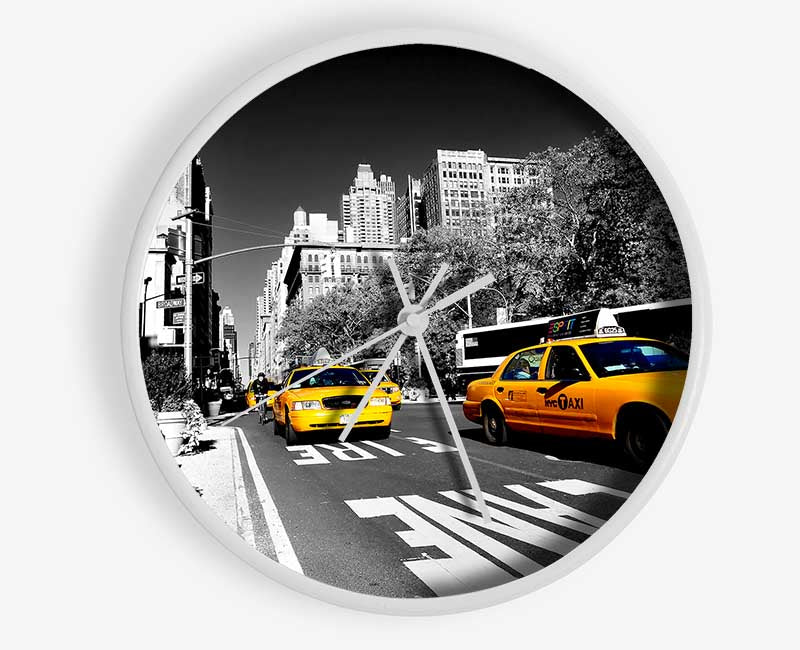 New York Yellow Taxi Drive Clock - Wallart-Direct UK