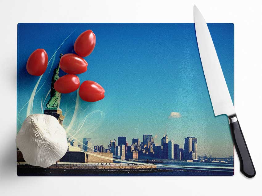 New Yorks Statue Of Liberty Glass Chopping Board