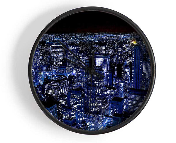 New York City Night Blues Red Top Clock - Wallart-Direct UK