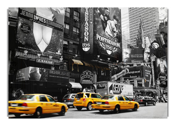 Nyc Broadway Cabs B~w Yellow