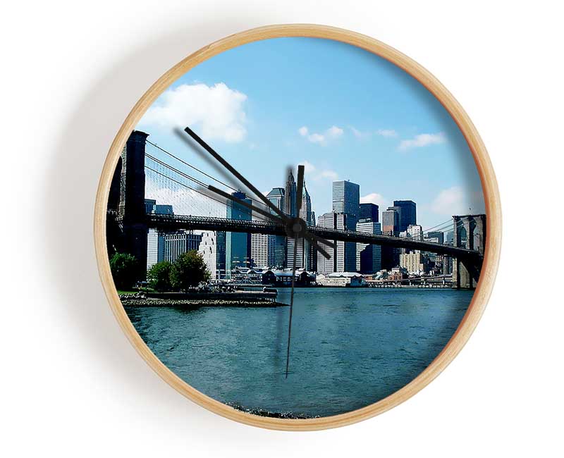 Nyc Brooklyn Blue Clock - Wallart-Direct UK