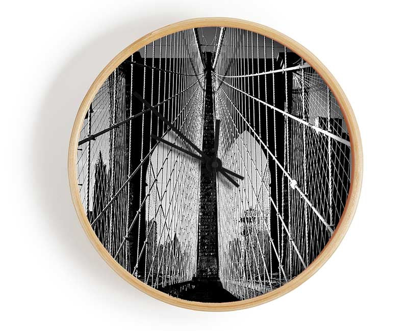 NYC Brooklyn Bridge Architect B n W Clock - Wallart-Direct UK