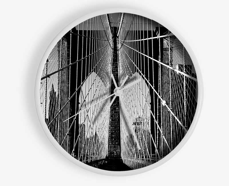 NYC Brooklyn Bridge Architect B n W Clock - Wallart-Direct UK