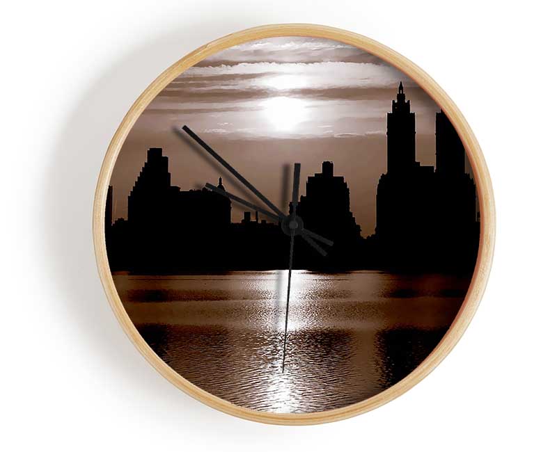 Nyc Brown Skyline Clock - Wallart-Direct UK