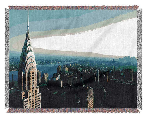 Nyc Empire State Blue Woven Blanket