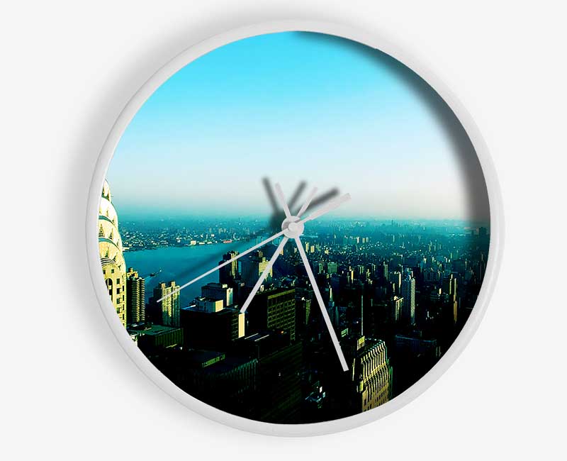 Nyc Empire State Blue Clock - Wallart-Direct UK