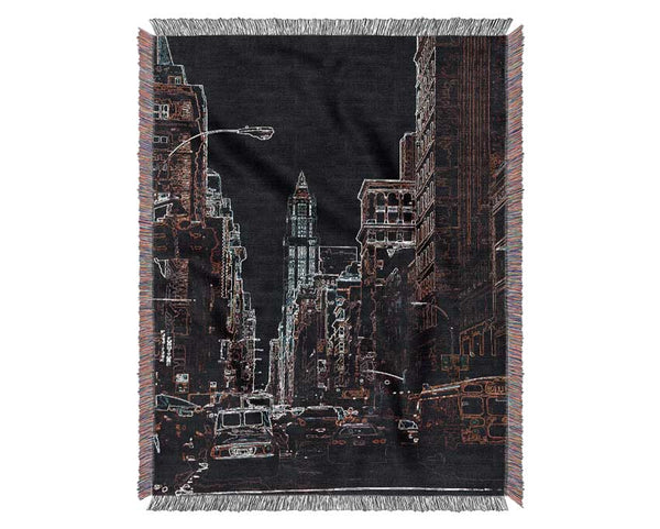 NYC Streets Psychedelic Woven Blanket