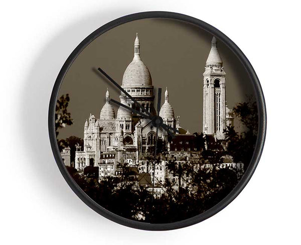 Paris Sepia Clock - Wallart-Direct UK