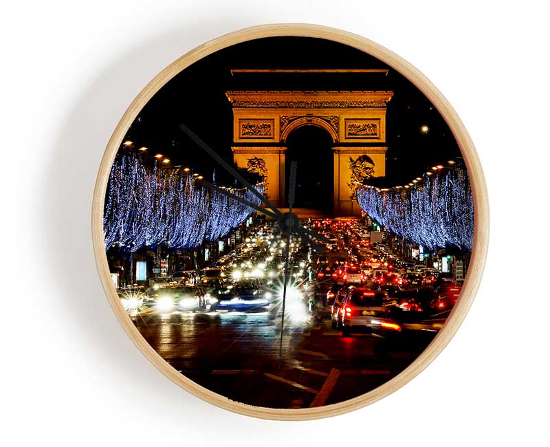 Paris Arc De Triomphe Night Lights Clock - Wallart-Direct UK