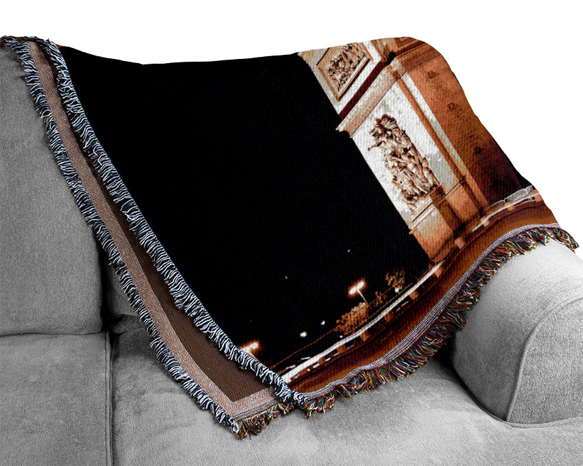 Paris Arc De Triomphe Night Glow Woven Blanket