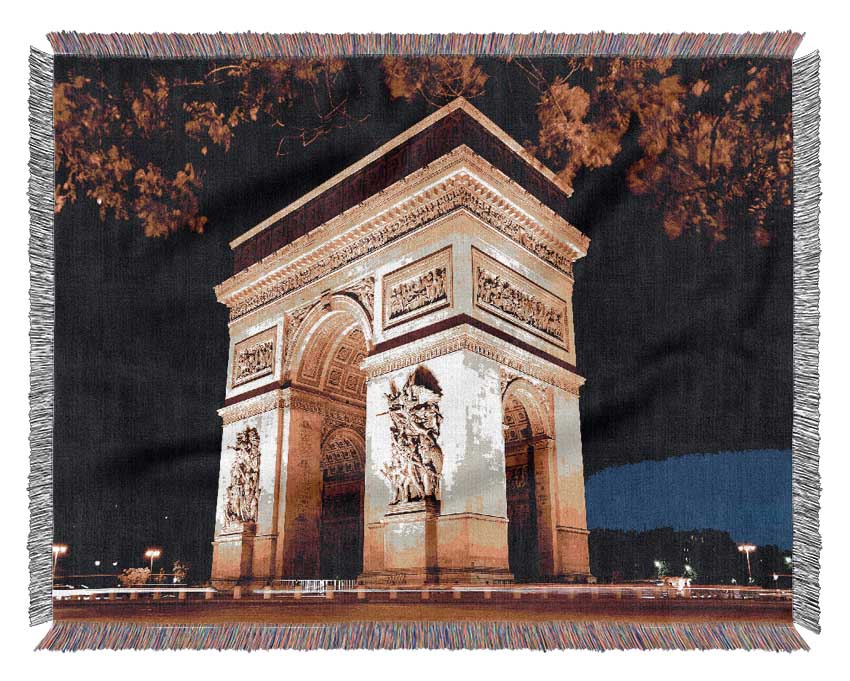 Paris Arc De Triomphe Night Glow Woven Blanket