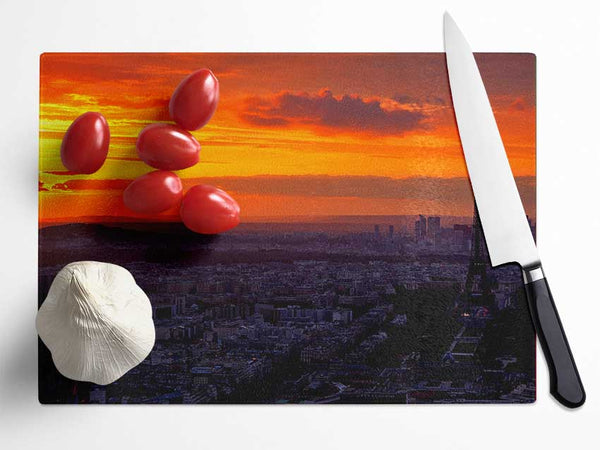 Paris At Dawn Glass Chopping Board