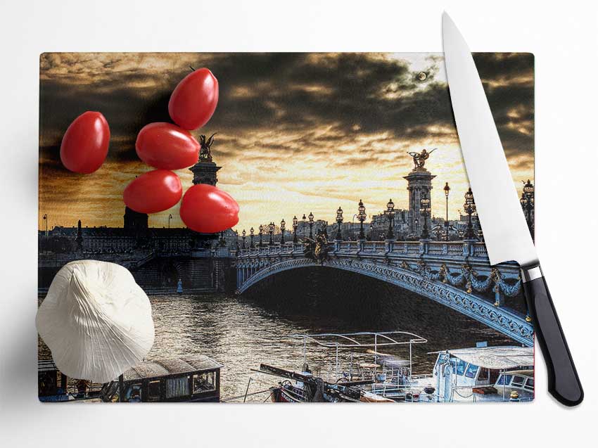 Paris Bridge Glass Chopping Board