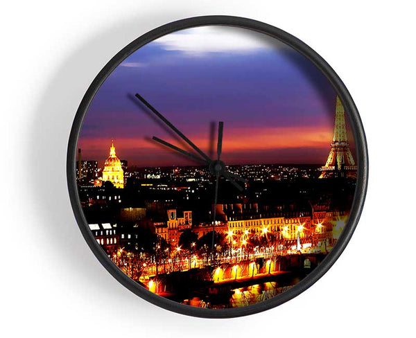 Paris City At Night Clock - Wallart-Direct UK