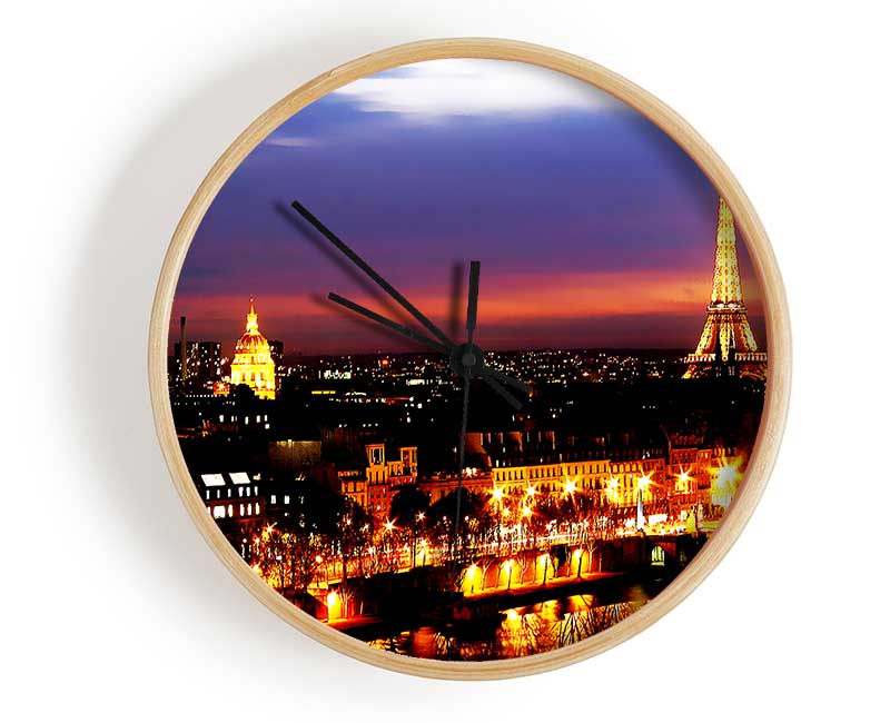 Paris City At Night Clock - Wallart-Direct UK