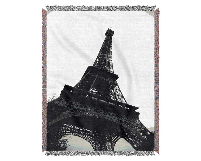 Paris Eiffel Tower B n W Woven Blanket