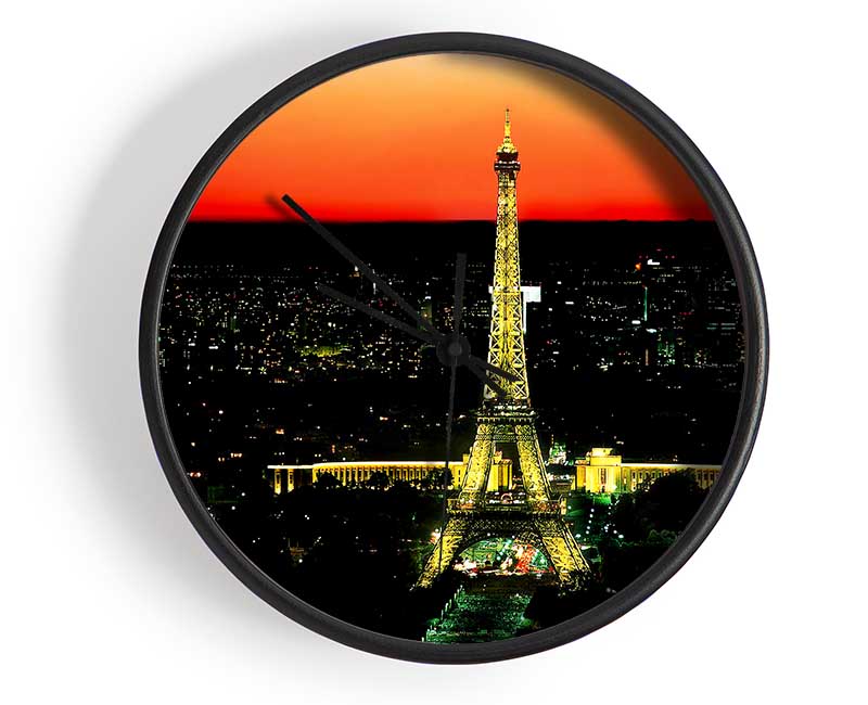 Paris Eiffel Tower Golden Nights Clock - Wallart-Direct UK