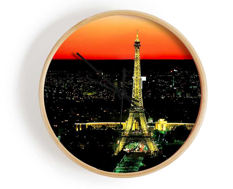 Paris Eiffel Tower Golden Nights Clock - Wallart-Direct UK