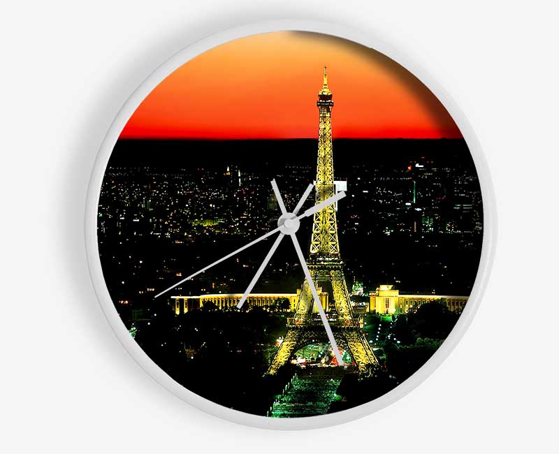 Paris Eiffel Tower Golden Nights Clock - Wallart-Direct UK