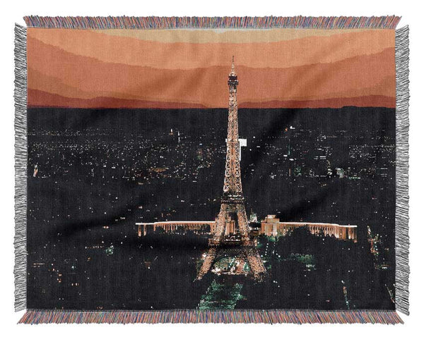 Paris Eiffel Tower Golden Nights Woven Blanket