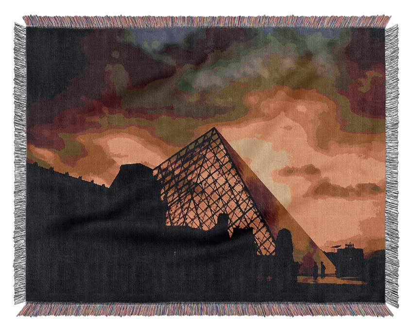 Paris Louvre Pyramid At First Light Woven Blanket