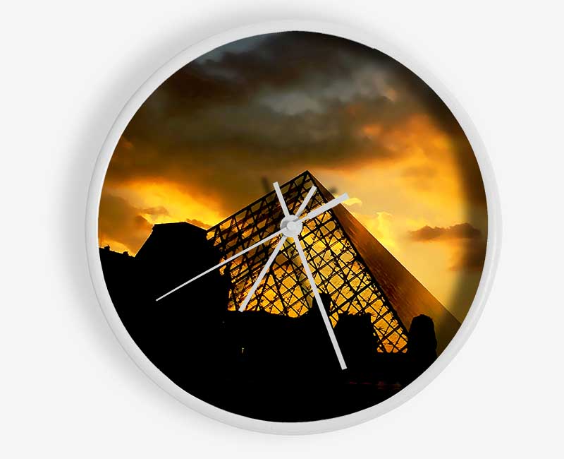 Paris Louvre Pyramid At First Light Clock - Wallart-Direct UK