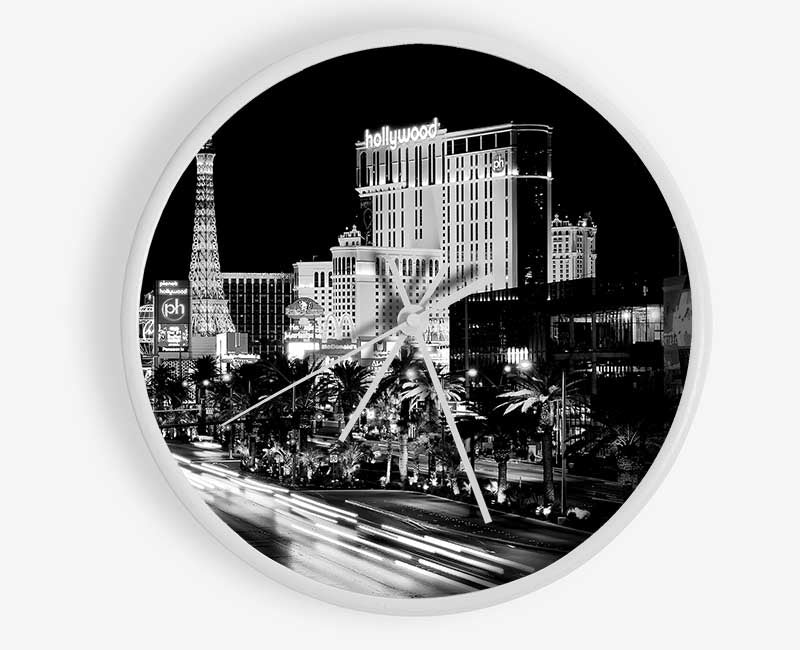 Paris Roads Night Lights B n W Clock - Wallart-Direct UK