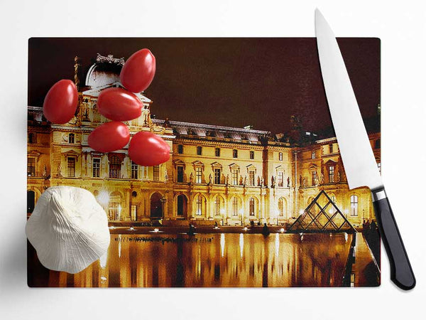 Paris The Louvre Lights At Night Glass Chopping Board