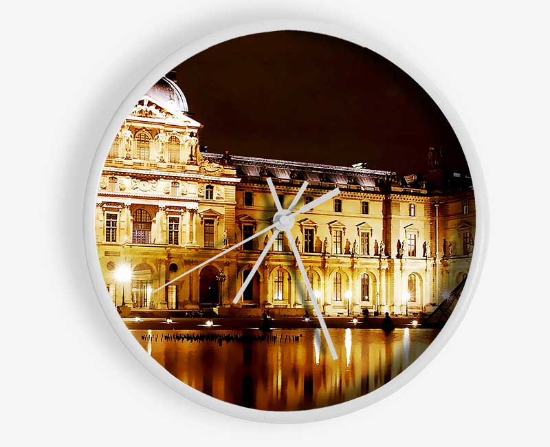 Paris The Louvre Lights At Night Clock - Wallart-Direct UK