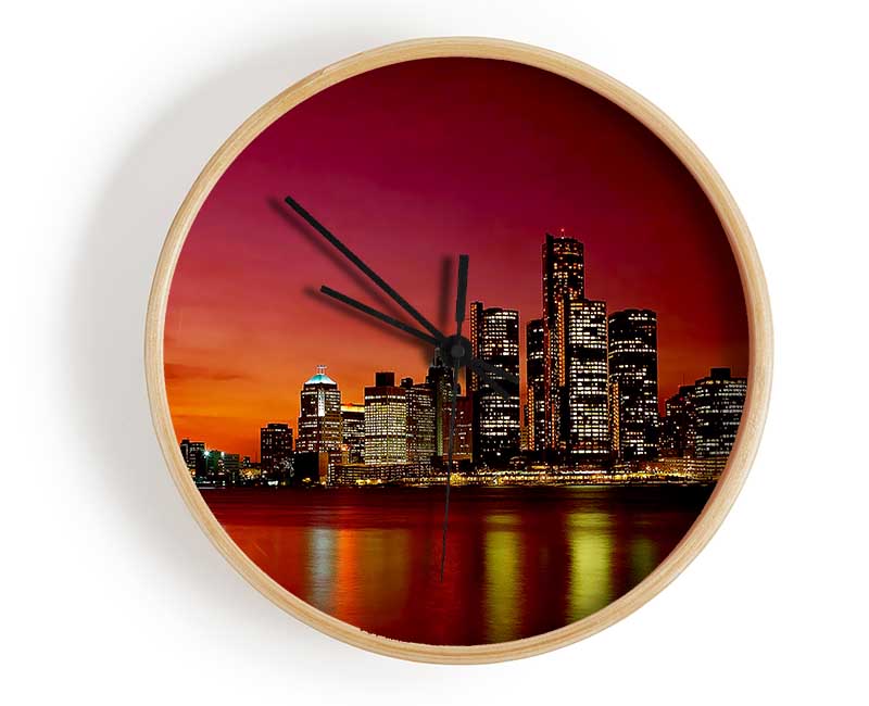 Pink City Lights Clock - Wallart-Direct UK