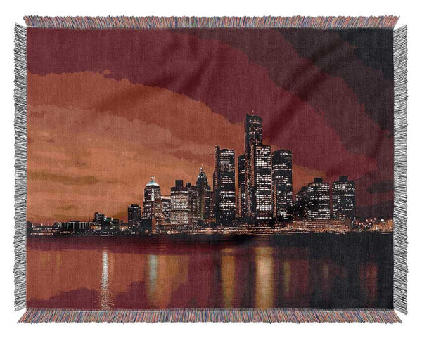 Pink City Lights Woven Blanket