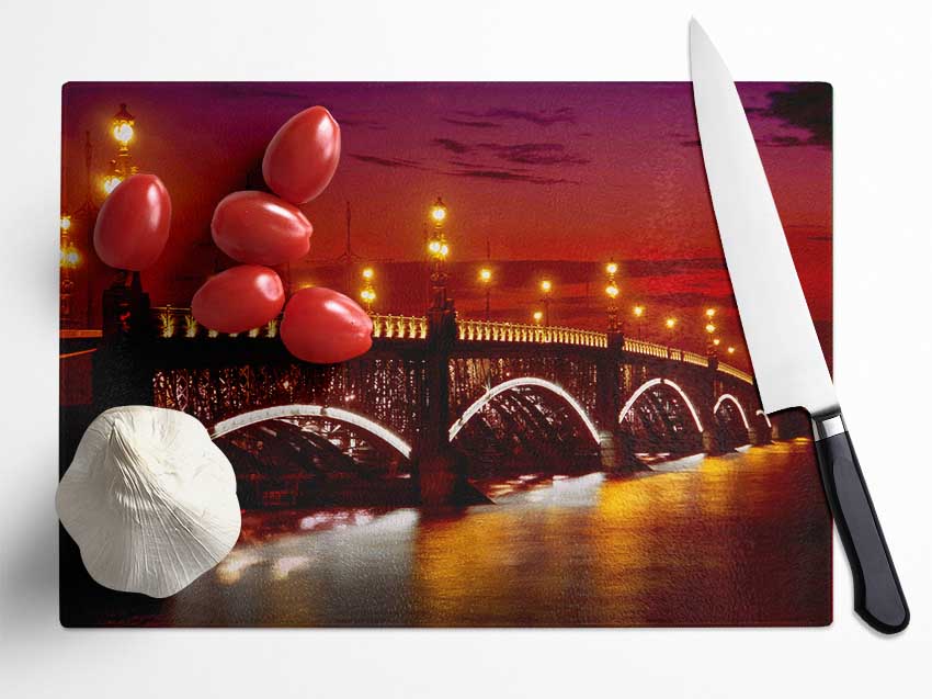 Prague Bridge Glow Glass Chopping Board