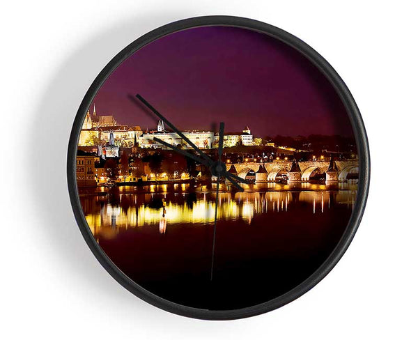 Purple City Reflections Clock - Wallart-Direct UK