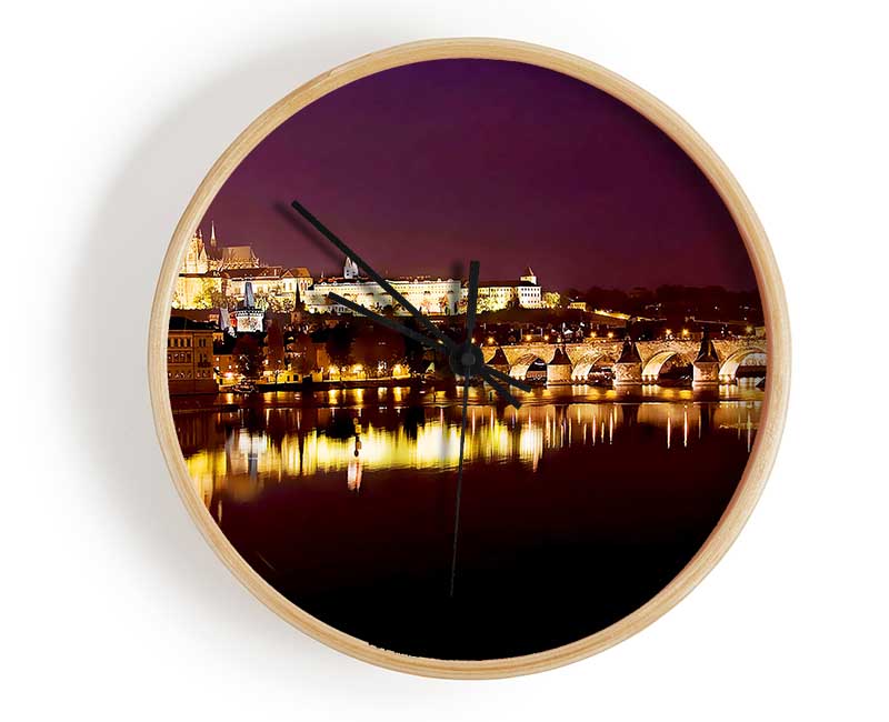 Purple City Reflections Clock - Wallart-Direct UK