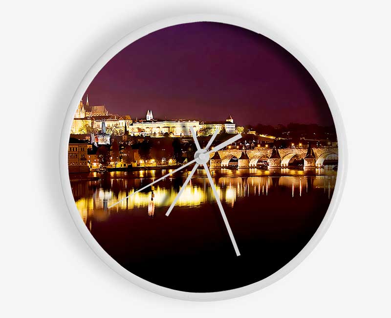 Purple City Reflections Clock - Wallart-Direct UK