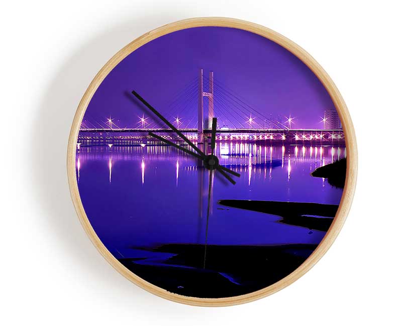 Purple Night Shoreline Clock - Wallart-Direct UK