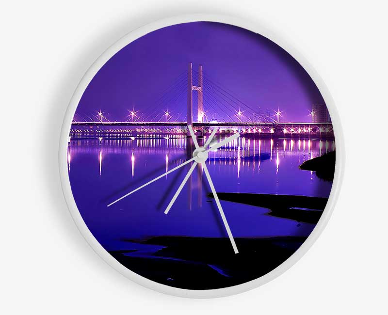 Purple Night Shoreline Clock - Wallart-Direct UK