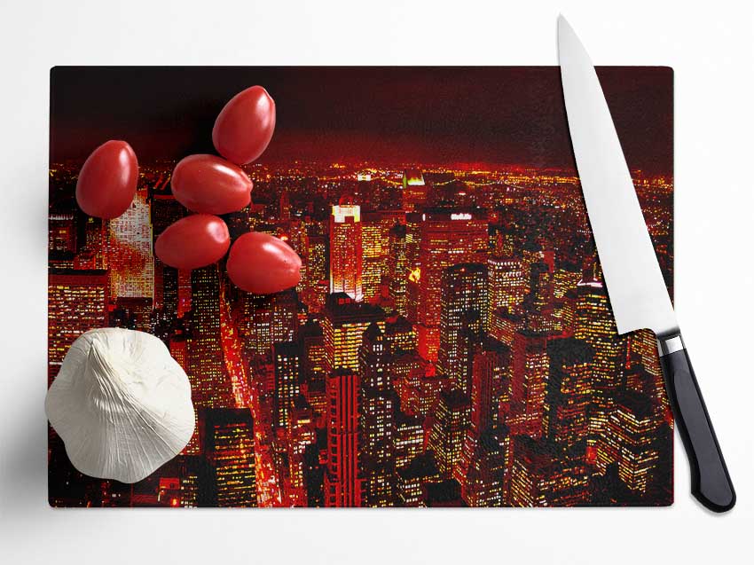 Red Glow City Glass Chopping Board