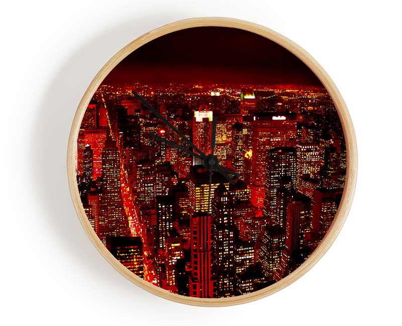 Red Glow City Clock - Wallart-Direct UK