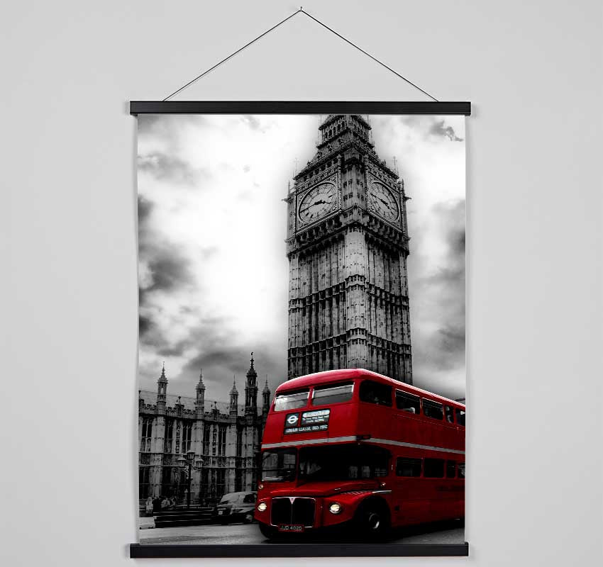 Red London Bus Big Ben B n W Hanging Poster - Wallart-Direct UK