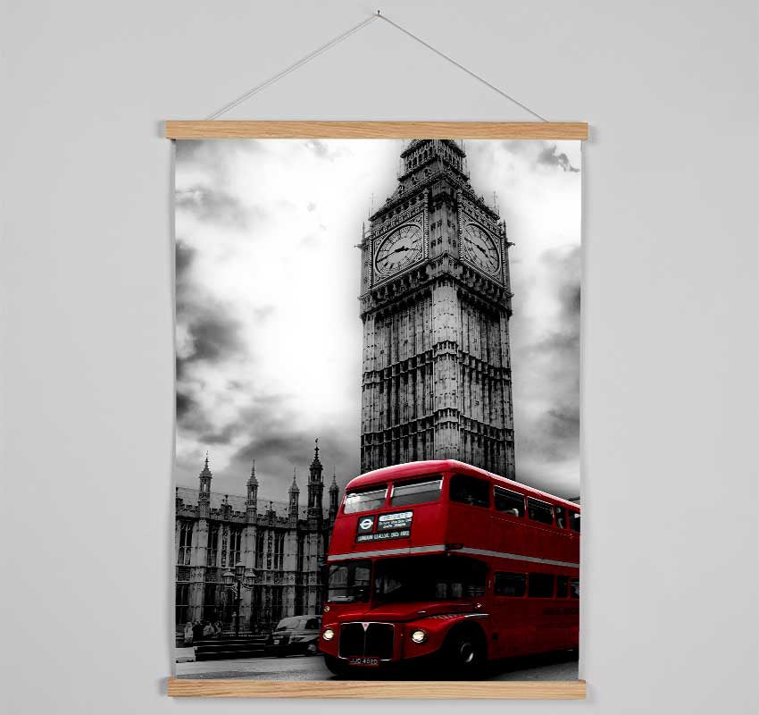 Red London Bus Big Ben B n W Hanging Poster - Wallart-Direct UK