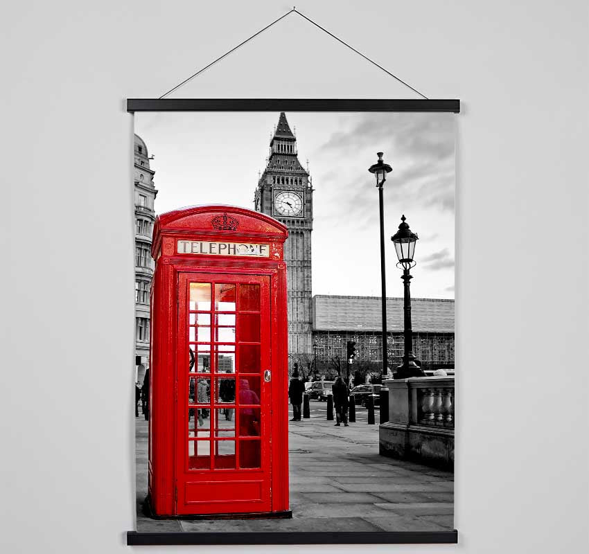 Red Phone Box Big Ben London Hanging Poster - Wallart-Direct UK