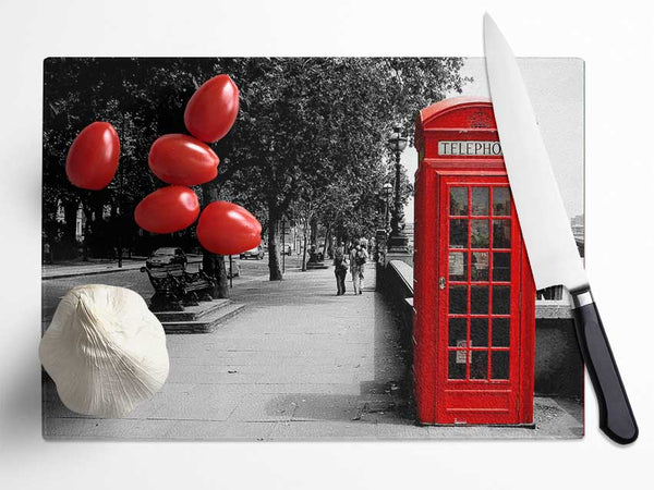 Red Phone Box London Glass Chopping Board