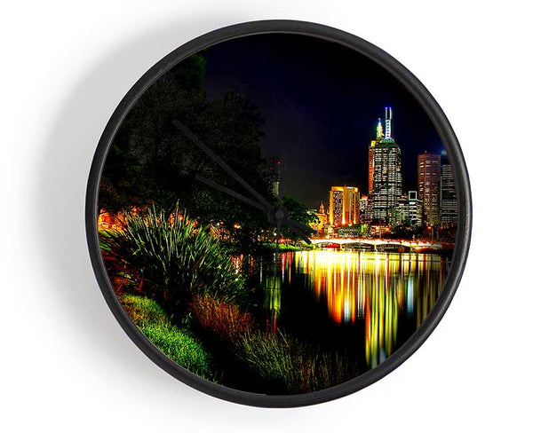 Reflections Of A City River Clock - Wallart-Direct UK