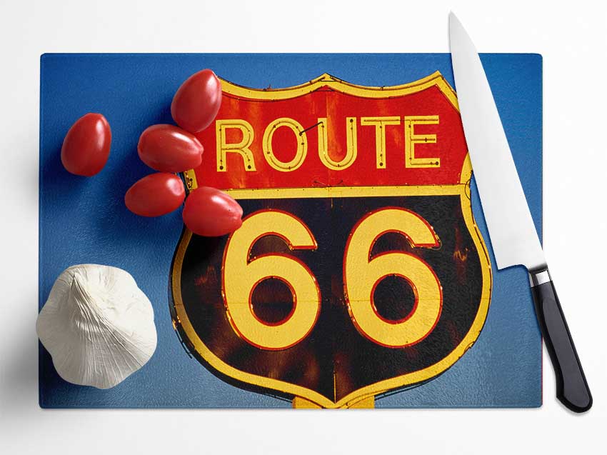 Route 66 Glass Chopping Board