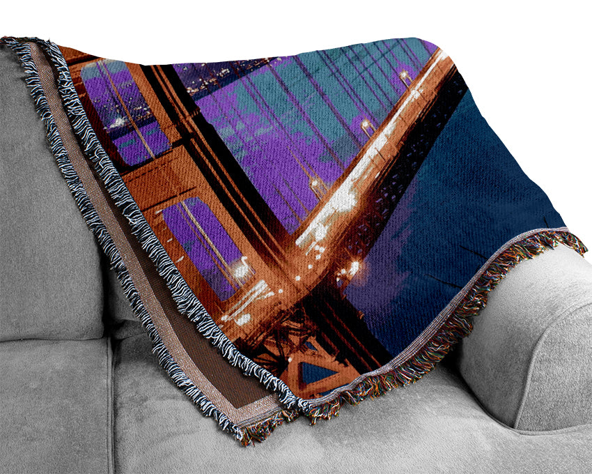 San Francisco Bridge Afar Woven Blanket