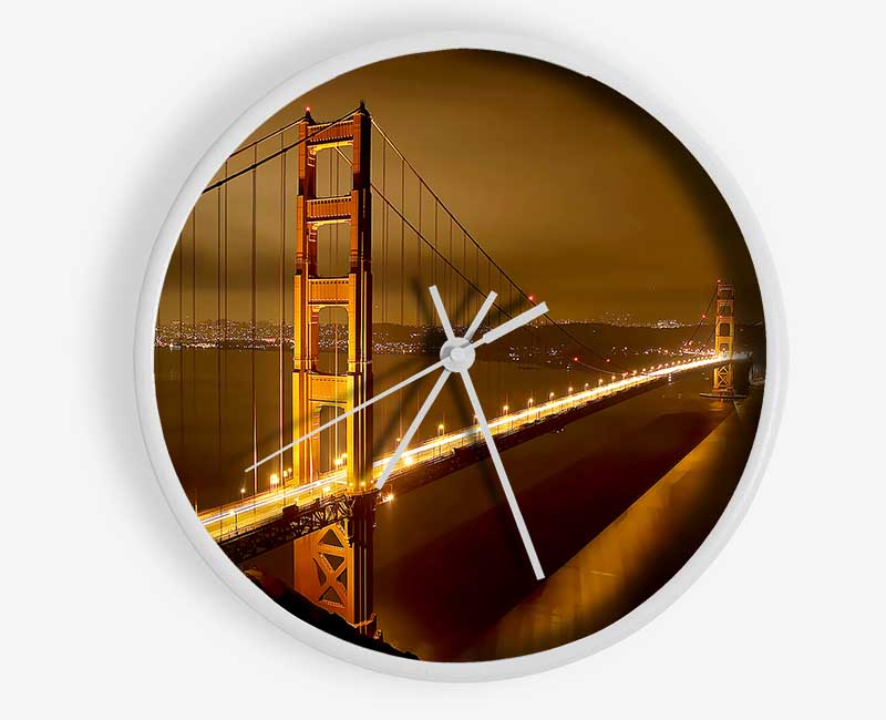 San Francisco Bridge Golden Mist Clock - Wallart-Direct UK