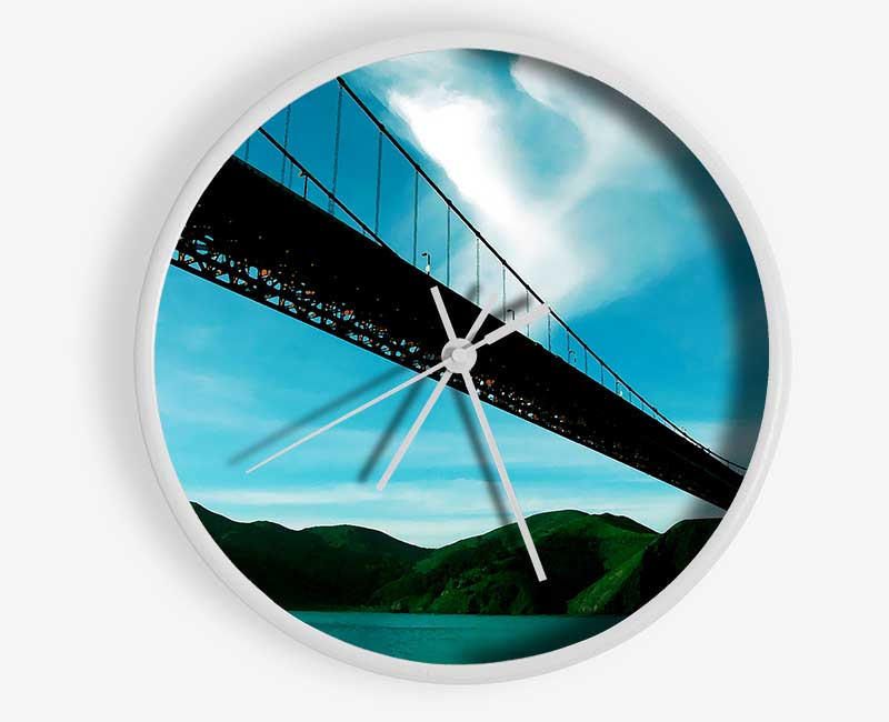 San Francisco Golden Gate Bridge Blue View Clock - Wallart-Direct UK