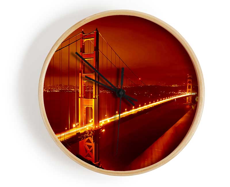 San Francisco Golden Gate Bridge Red Glow Clock - Wallart-Direct UK