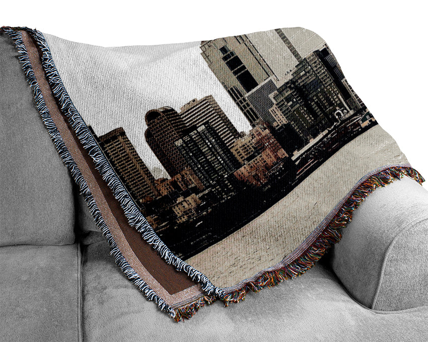 Seattle As Seen From Elliot Bay Woven Blanket